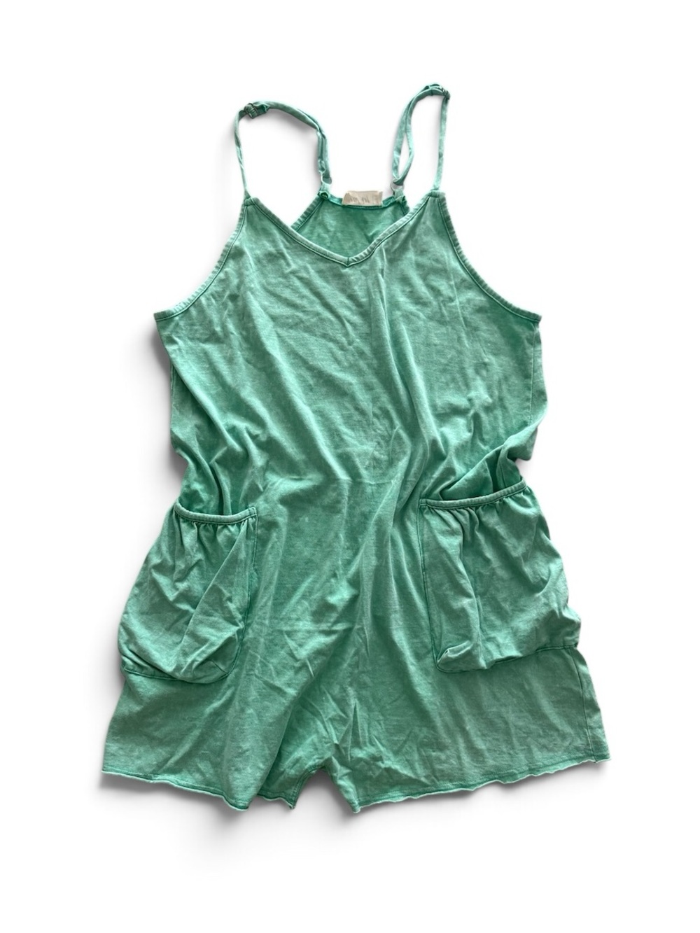 New In mint green mineral wash spaghetti strap romper